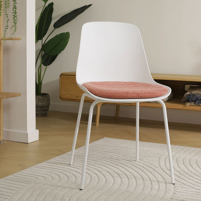 Nolon Nora-Liv Eetkamerstoel Wit - Terracotta Kussen - Witte Poten