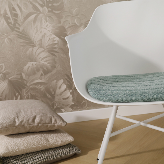 Nolon Noa-Liz Eetkamerstoel Wit - Zacht Groen Kussen - Witte Poten
