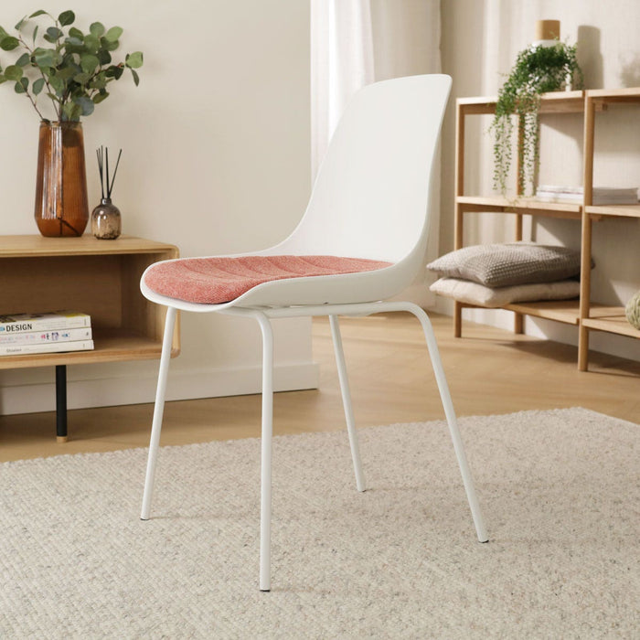 Nolon Nora-Liv Eetkamerstoel Wit - Terracotta Kussen - Witte Poten