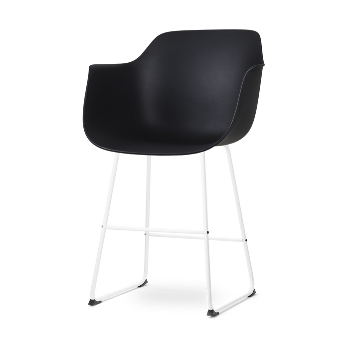 Nolon Nino-Puk Barkruk Zwart - Armleunining - Wit Onderstel - 65 cm