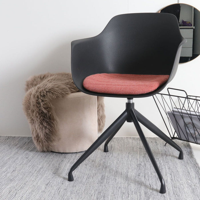 Nolon Nola-Liz Eetkamerstoel Zwart - Terracotta - Draaibaar - Zwart