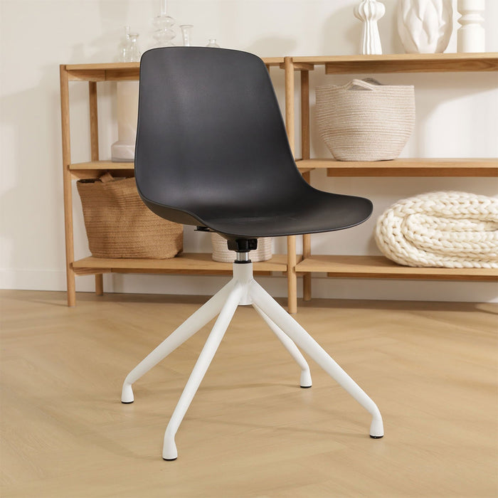 Nolon Nola-Pip Eetkamerstoel Zwart - Draaibaar - Wit Onderstel