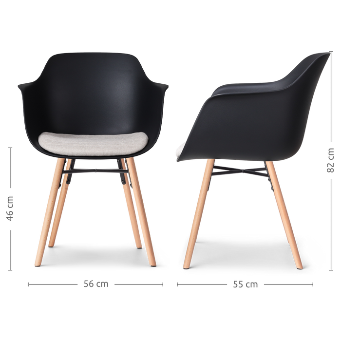 Nolon Nena-Liz Eetkamerstoel Zwart - Armleuning - Beige Kussen