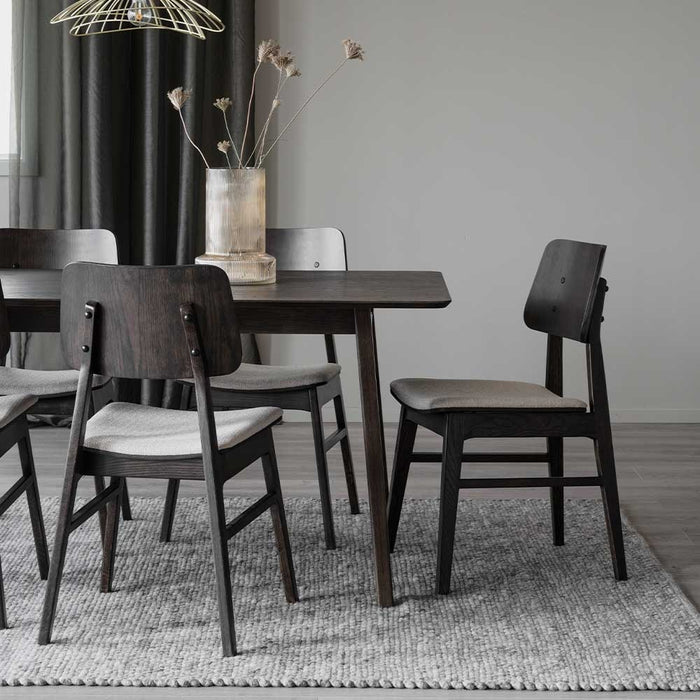 Rowico Home Nagano Houten Eetkamerstoel Bruin - Met Beige Zitkussen