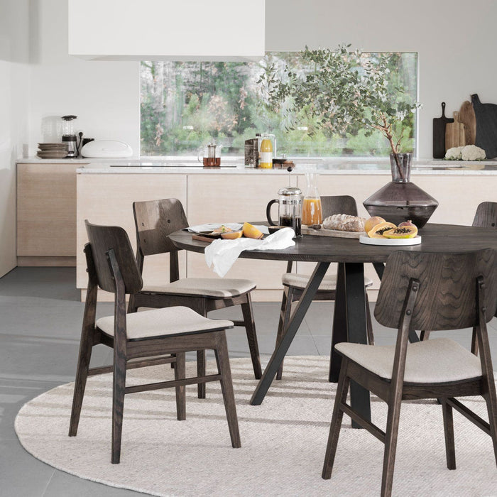 Rowico Home Nagano Houten Eetkamerstoel Bruin - Met Beige Zitkussen