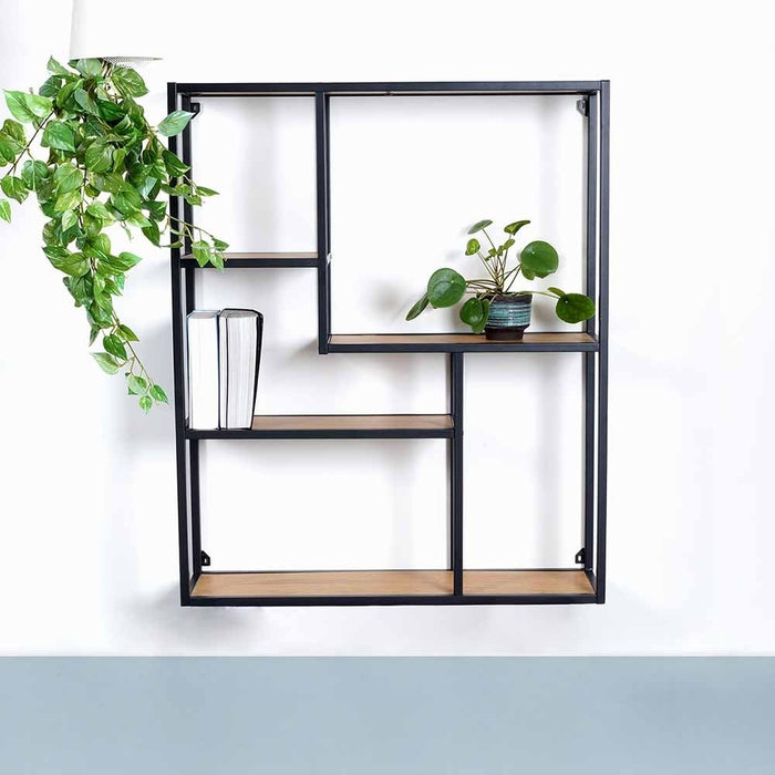 Lisomme Vic Hangende Wandkast van Metaal & Hout - Zwart