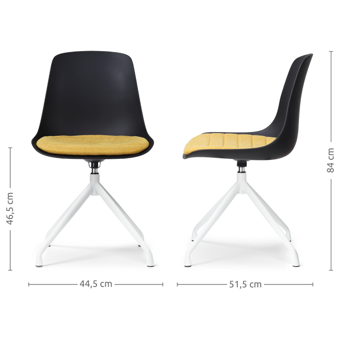 Nolon Nola-Liv Eetkamerstoel Zwart - Okergeel - Draaibaar - Wit