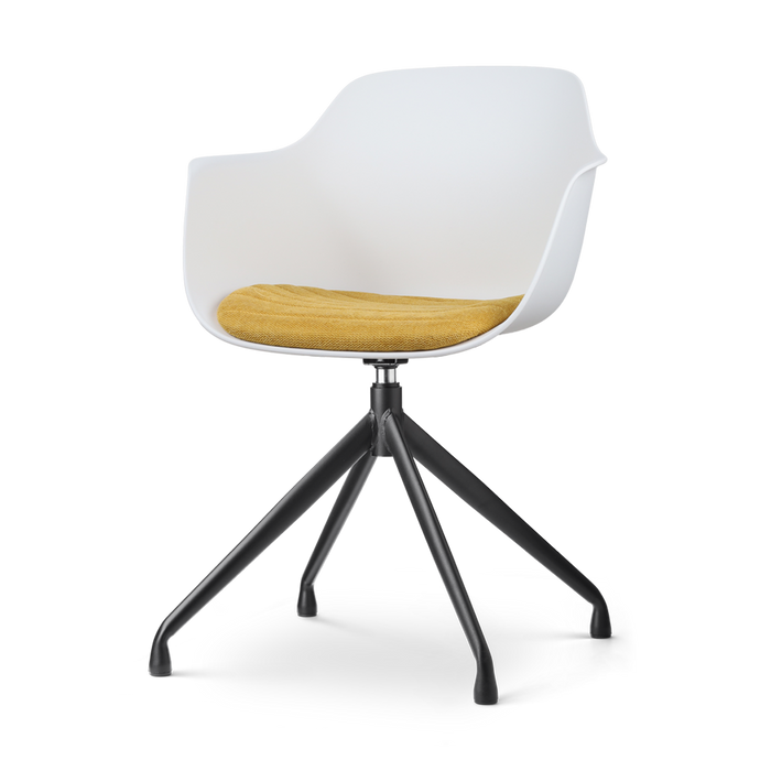 Nolon Nola-Liz Eetkamerstoel Wit - Okergeel - Draaibaar - Zwart