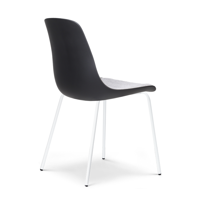 Nolon Nora-Liv Eetkamerstoel Zwart - Lichtgrijs Kussen - Witte Poten