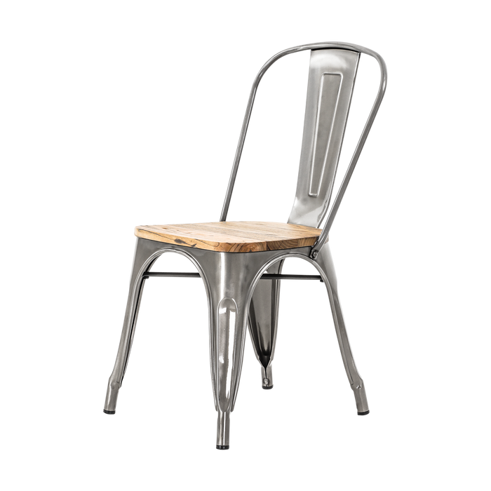 Legend Metalen Eetkamerstoel Industrieel Metaal - Houten Zitting