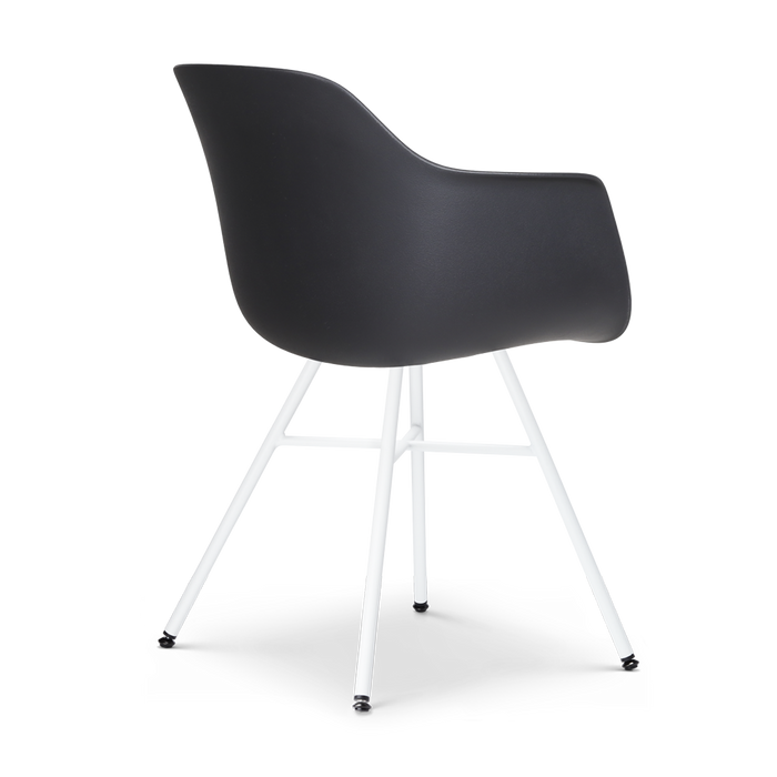 Nolon Noa-Liz Eetkamerstoel Zwart - Lichtgrijs Kussen - Witte Poten