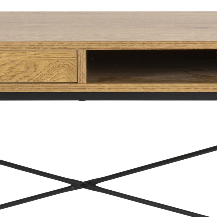 Lisomme Vic houten bureau naturel - met opbergvak - 110 x 45 cm