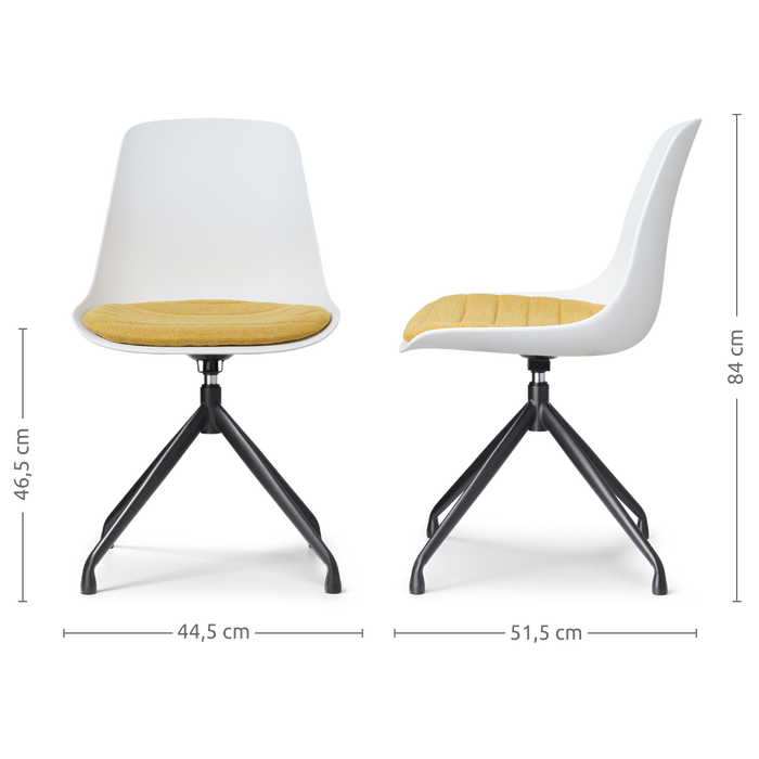 Nolon Nola-Liv Eetkamerstoel Wit - Okergeel - Draaibaar - Zwart