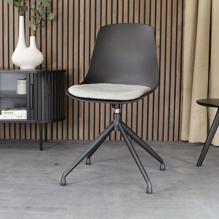 Nolon Nola-Liv Eetkamerstoel Zwart - Lichtgrijs - Draaibaar - Zwart