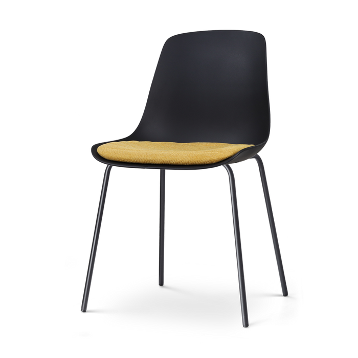 Nolon Nora-Liv Eetkamerstoel Zwart - Okergeel Kussen - Zwarte Poten