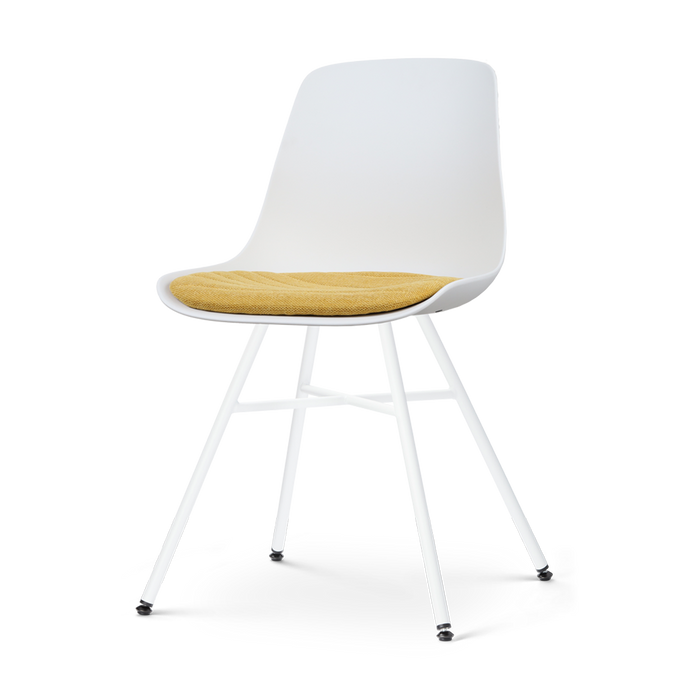 Nolon Noa-Liv Eetkamerstoel Wit - Okergeel Kussen - Wit Onderstel