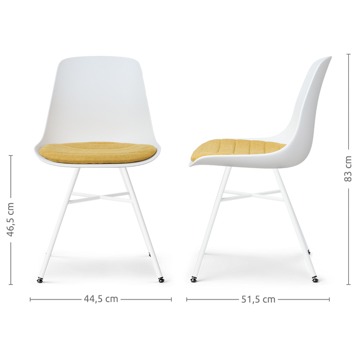 Nolon Noa-Liv Eetkamerstoel Wit - Okergeel Kussen - Wit Onderstel