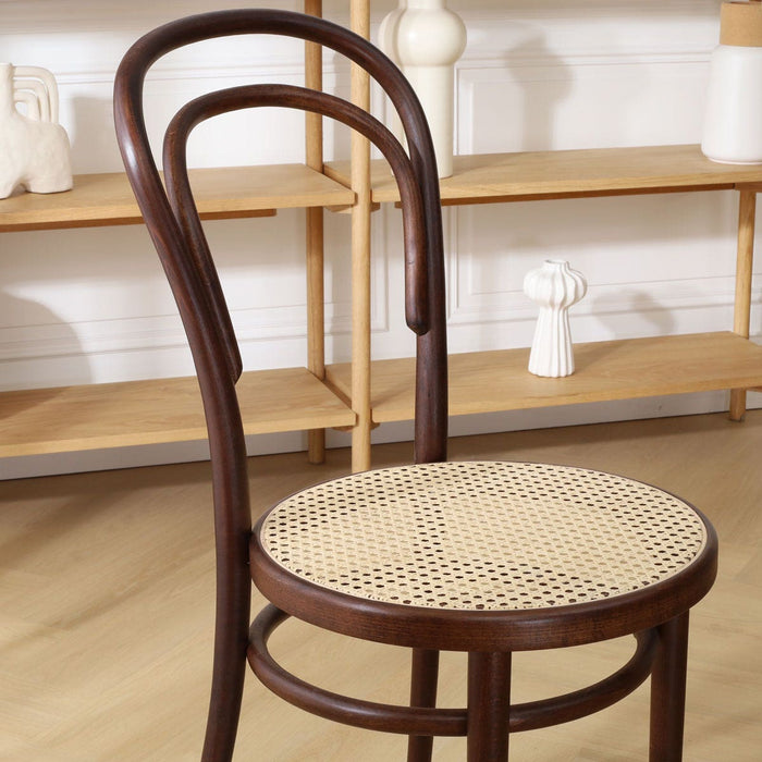 Fameg Vienna Thonet No.14 Houten Bistrostoel Walnoot - Rotan Zitting