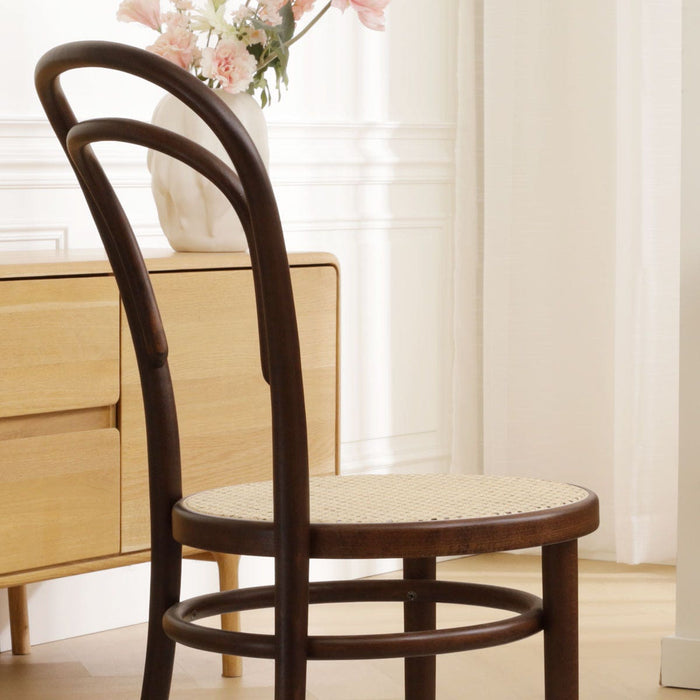 Fameg Vienna Thonet No.14 Houten Bistrostoel Walnoot - Rotan Zitting