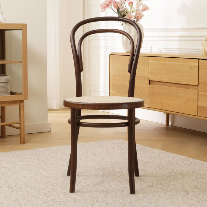 Fameg Vienna Thonet No.14 Houten Bistrostoel Walnoot - Rotan Zitting