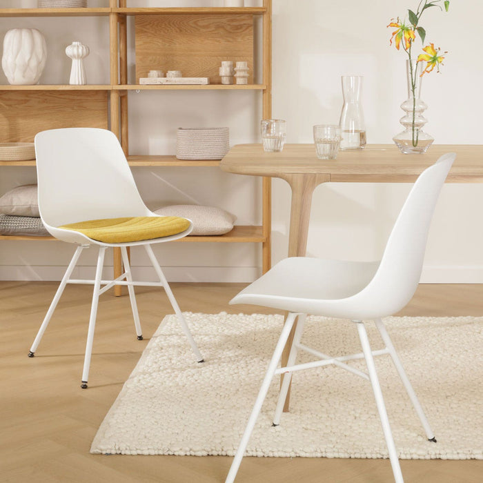 Nolon Noa-Liv Eetkamerstoel Wit - Okergeel Kussen - Wit Onderstel