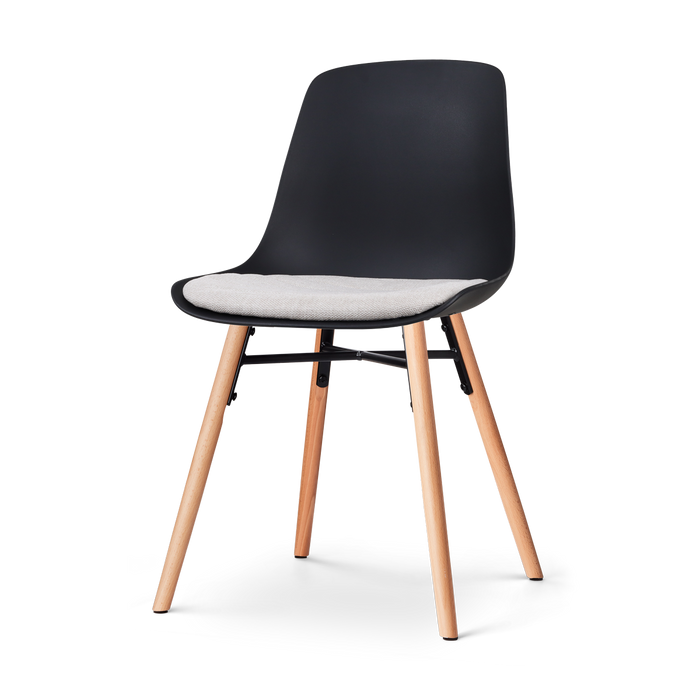 Nolon Nena-Liv Eetkamerstoel Zwart - Beige Kussen - Houten Poten