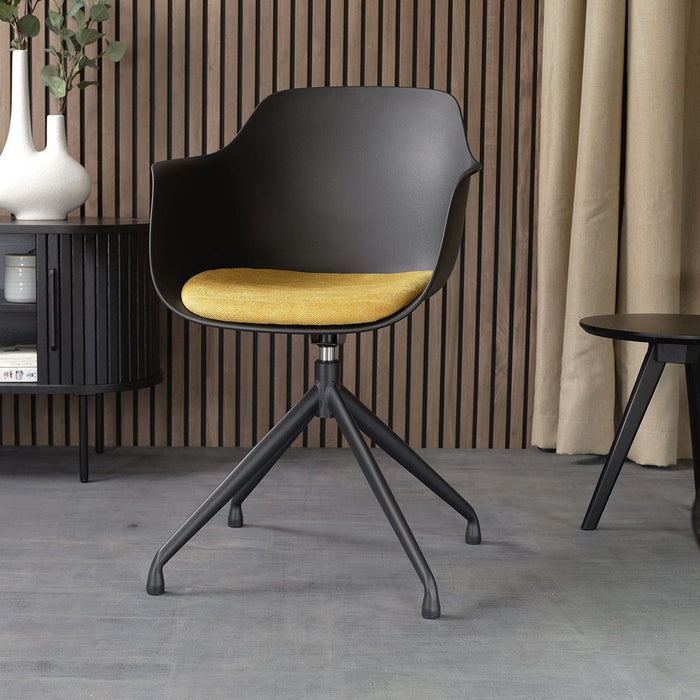 Nolon Nola-Liz Eetkamerstoel Zwart - Okergeel - Draaibaar - Zwart