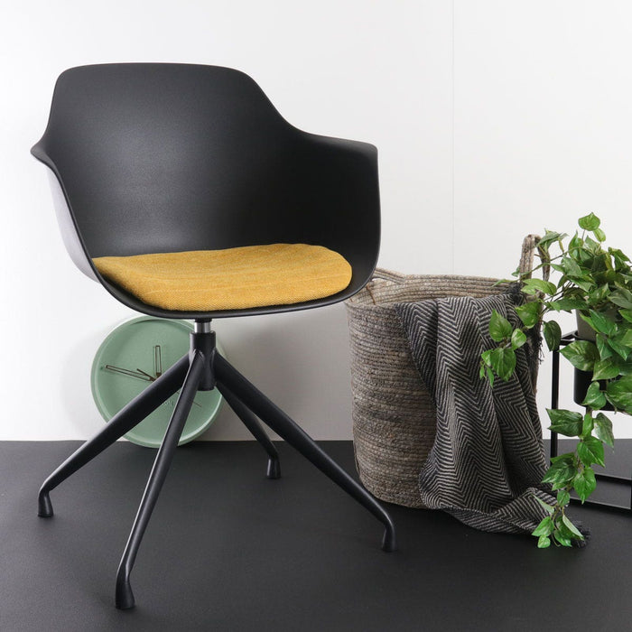 Nolon Nola-Liz Eetkamerstoel Zwart - Okergeel - Draaibaar - Zwart