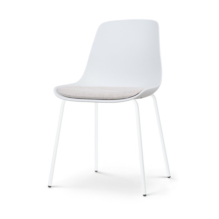 Nolon Nora-Liv Eetkamerstoel Wit - Beige Kussen - Witte Poten