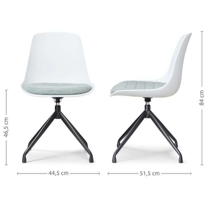 Nolon Nola-Liv Eetkamerstoel Wit - Zacht Groen - Draaibaar - Zwart
