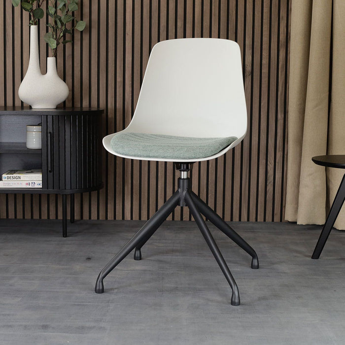 Nolon Nola-Liv Eetkamerstoel Wit - Zacht Groen - Draaibaar - Zwart