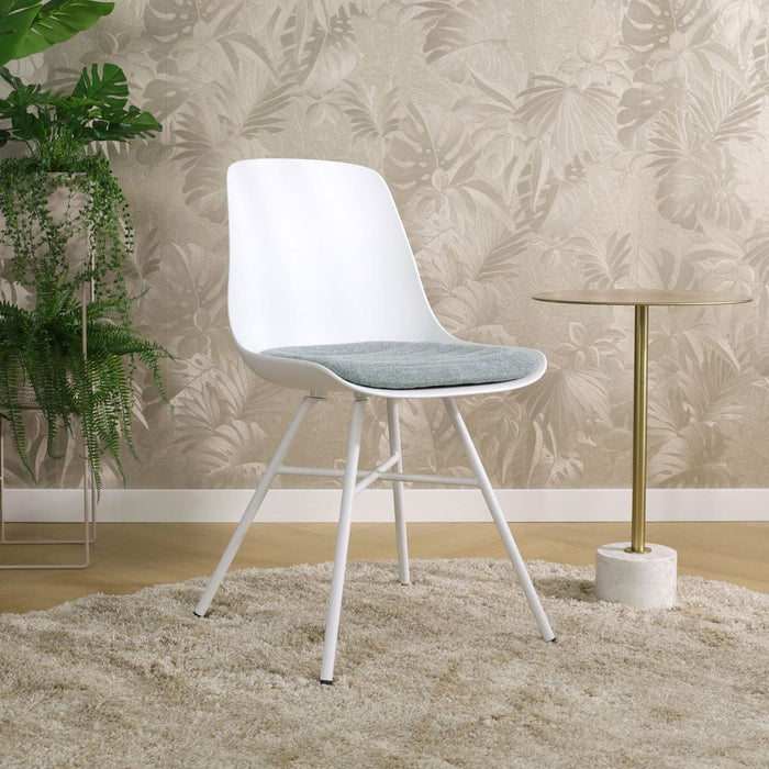 Nolon Noa-Liv Eetkamerstoel Wit - Zacht Groen Kussen - Wit Onderstel