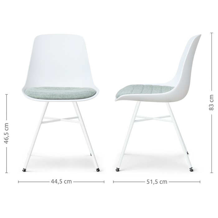 Nolon Noa-Liv Eetkamerstoel Wit - Zacht Groen Kussen - Wit Onderstel