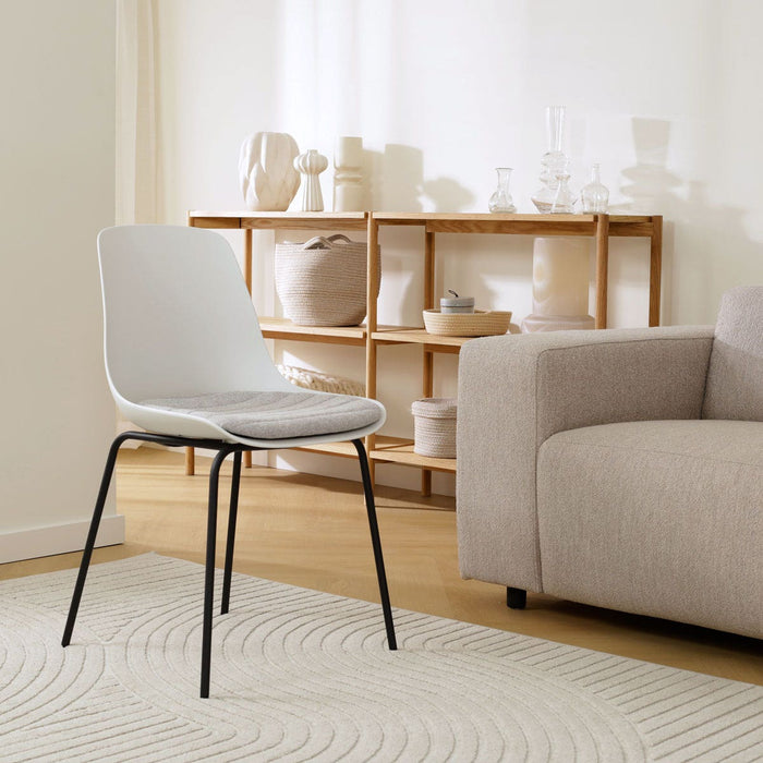 Nolon Nora-Liv Eetkamerstoel Wit - Lichtgrijs Kussen - Zwarte Poten