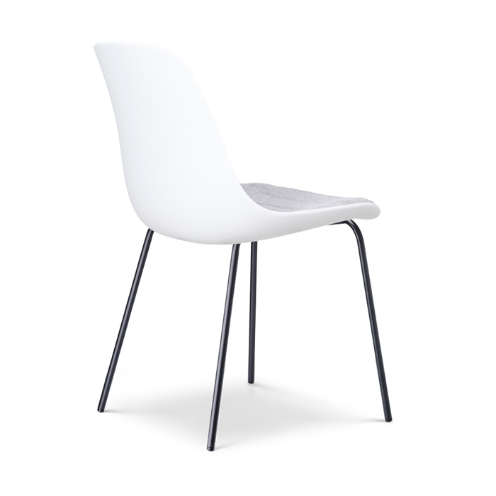 Nolon Nora-Liv Eetkamerstoel Wit - Lichtgrijs Kussen - Zwarte Poten