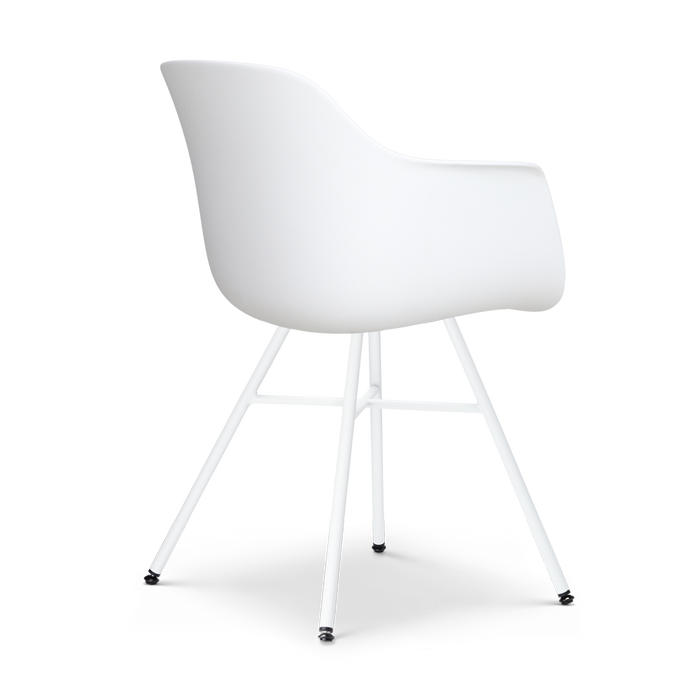 Nolon Noa-Liz Eetkamerstoel Wit - Okergeel Kussen - Witte Poten