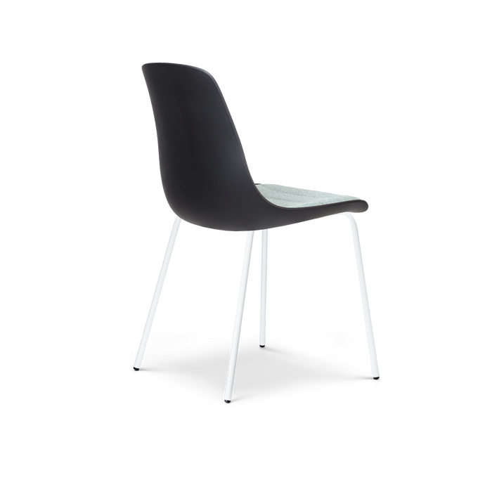 Nolon Nora-Liv Eetkamerstoel Zwart - Zacht Groen Kussen - Witte Poten