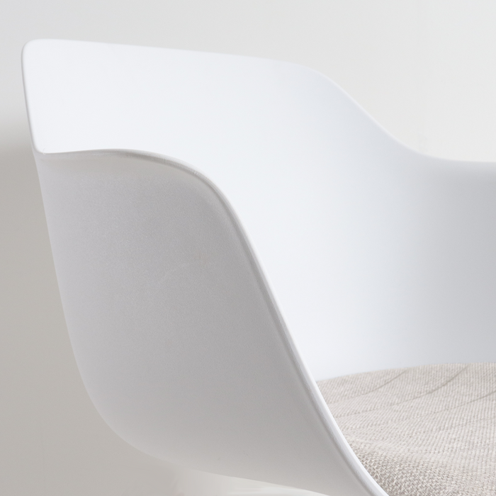 Nolon Noa-Liz Eetkamerstoel Wit - Beige Kussen - Witte Poten