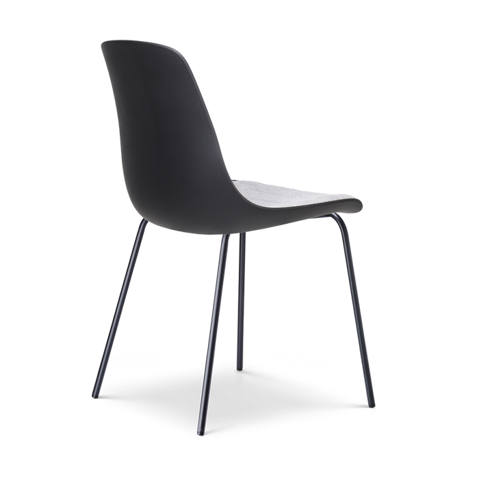 Nolon Nora-Liv Eetkamerstoel Zwart - Lichtgrijs Kussen - Zwarte Poten