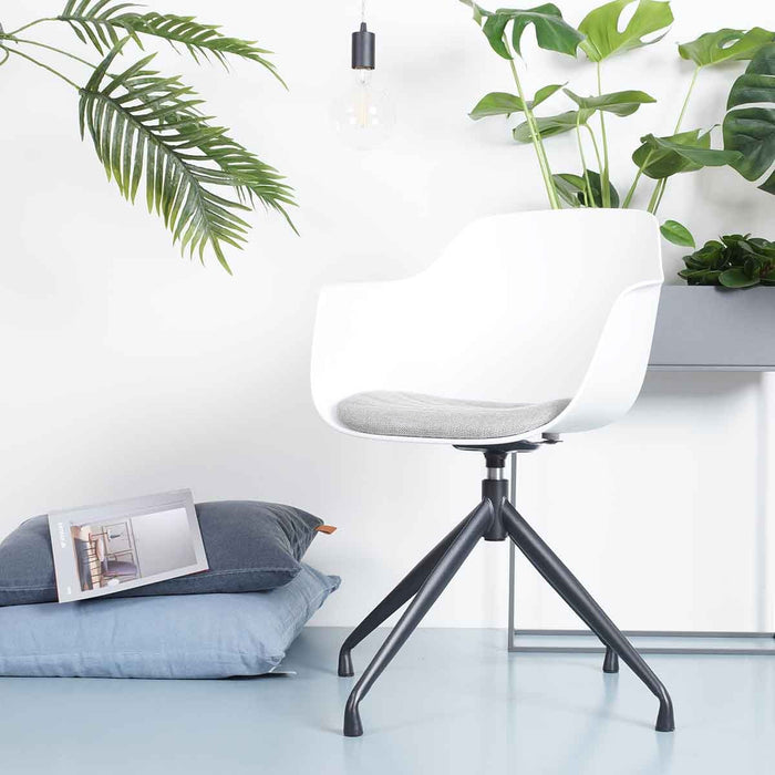 Nolon Nola-Liz Eetkamerstoel Wit - Lichtgrijs - Draaibaar - Wit