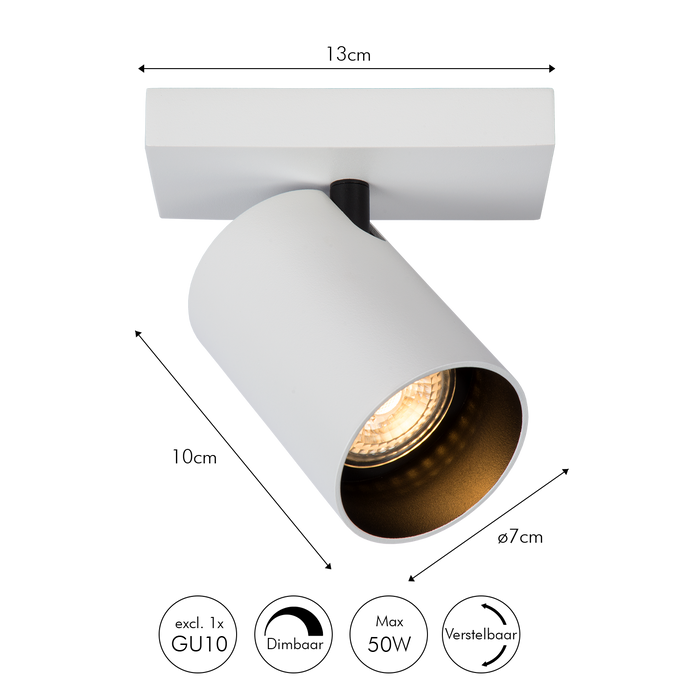 Atmooz Plafondlamp Nuo 1 - Opbouwspot Metaal wit