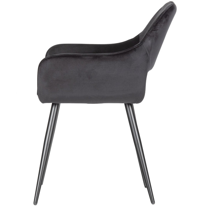 WOOOD Jelle Eetkamerstoelen - Velvet - Zwart - Set van 6