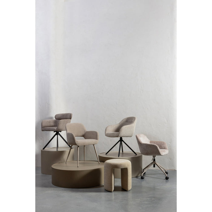 WOOOD Grant-Jaki Eetkamerstoelen - Chenille - Zand - Set van 6