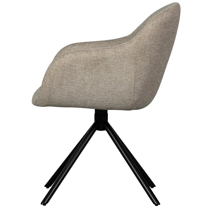 WOOOD Grant-Jaki Eetkamerstoelen - Chenille - Zand - Set van 6