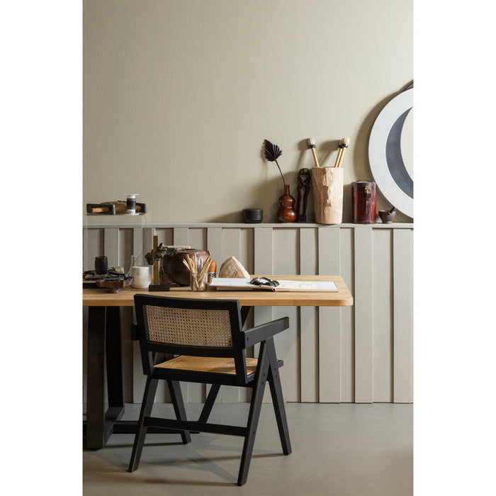 WOOOD Gunn Eetkamerstoelen Rattan - Hout - Zwart- Set van 6