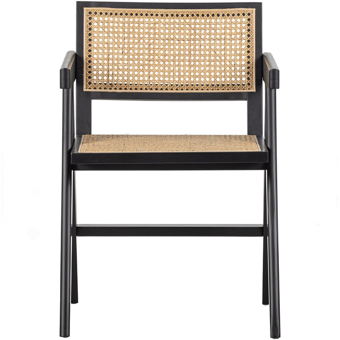 WOOOD Gunn Eetkamerstoelen Rattan - Hout - Zwart- Set van 6