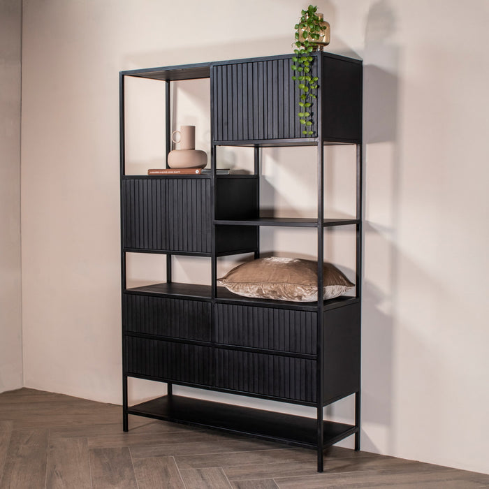 Giga Meubel - Vakkenkast Rechthoek Zwart - Mangohout - 120x40x190cm