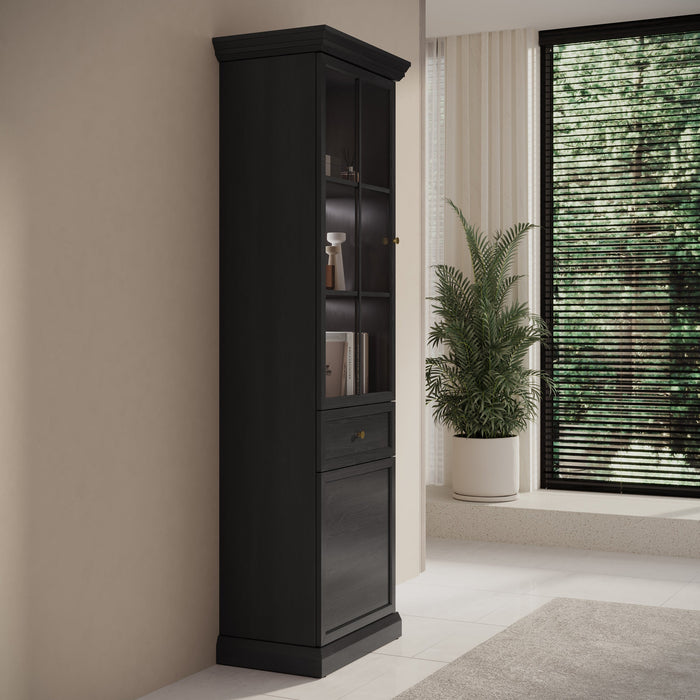 Meubella - Vitrinekast Leroy - Zwart eiken - 63 cm