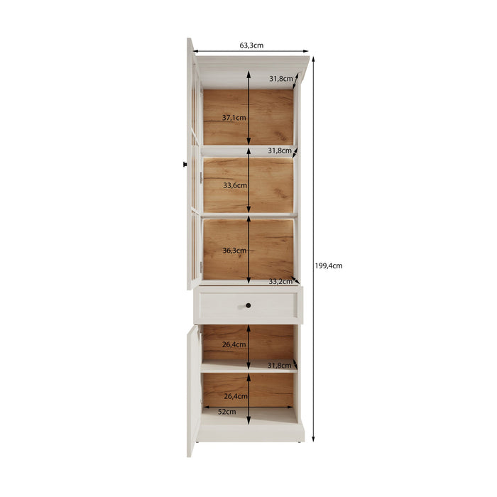 Meubella - Vitrinekast Leroy - Zwart eiken - 63 cm