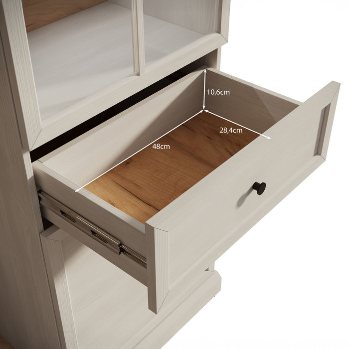 Meubella - Vitrinekast Leroy - Zwart eiken - 63 cm